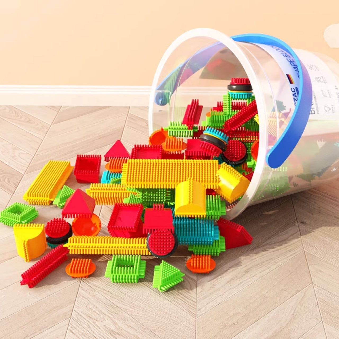 德國RICZAC大顆粒嬰兒童啓蒙刺刺鬃毛積木 (150顆積木連收納盒)-STEM玩具-Kidrise🧒🏻STEM香港教育玩具｜STEAM科學實驗玩具｜STEM幼兒教育玩具｜啟智早教玩具｜蒙特梭利教具