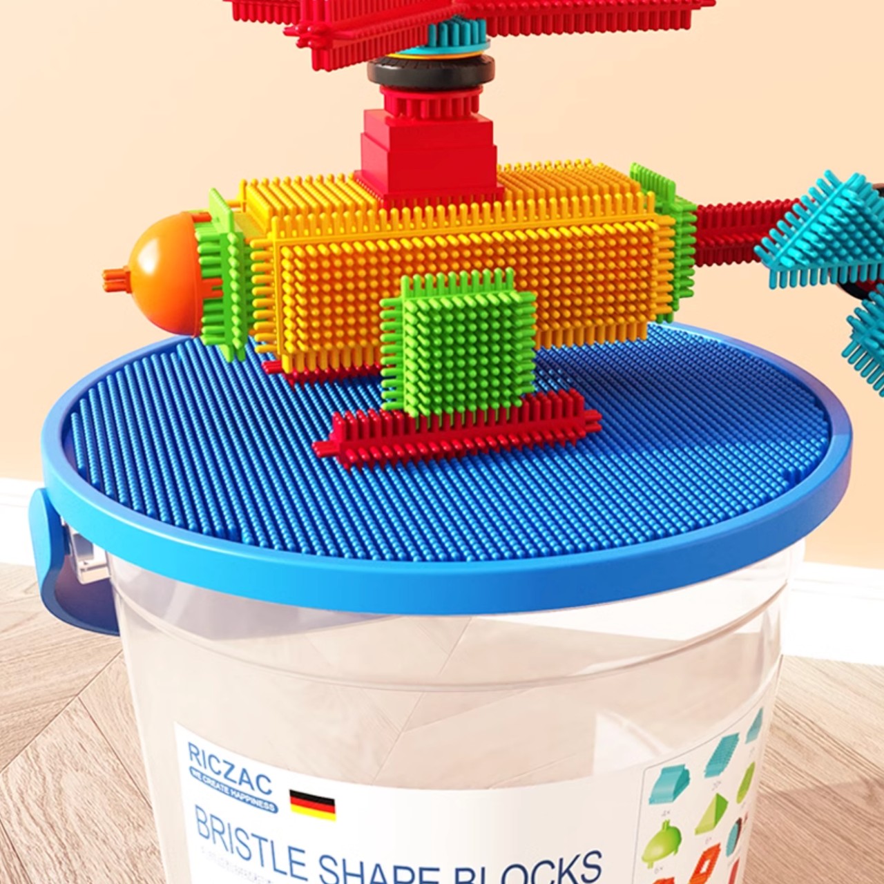 德國RICZAC大顆粒嬰兒童啓蒙刺刺鬃毛積木 (150顆積木連收納盒)-STEM玩具-Kidrise🧒🏻STEM香港教育玩具｜STEAM科學實驗玩具｜STEM幼兒教育玩具｜啟智早教玩具｜蒙特梭利教具