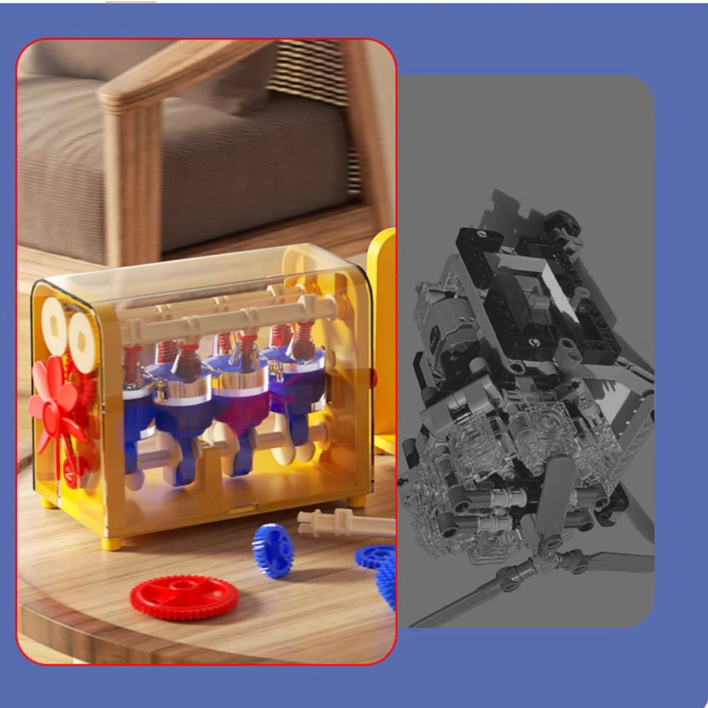 【發動機模型科學小實驗套裝】兒童自組汽車V4引擎模型玩具-STEM玩具-Kidrise🧒🏻STEM香港教育玩具｜STEAM科學實驗玩具｜STEM幼兒教育玩具｜啟智早教玩具｜蒙特梭利教具