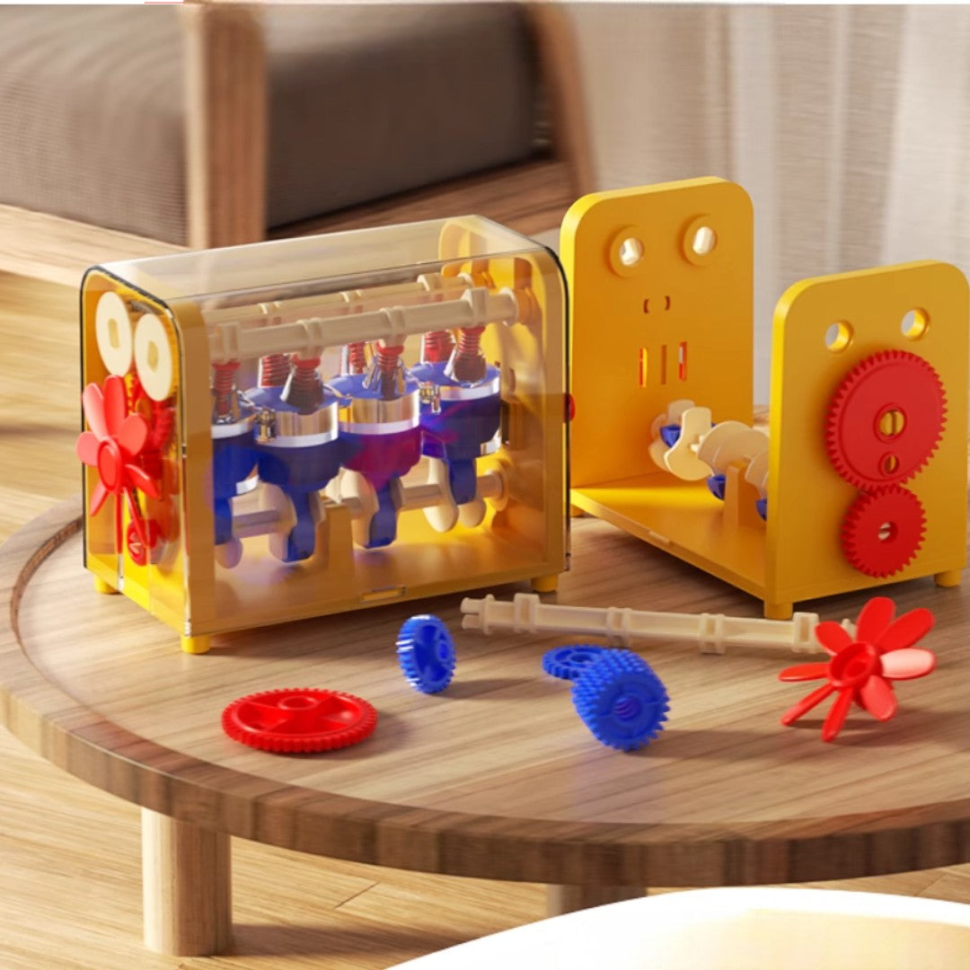 【發動機模型科學小實驗套裝】兒童自組汽車V4引擎模型玩具-STEM玩具-Kidrise🧒🏻STEM香港教育玩具｜STEAM科學實驗玩具｜STEM幼兒教育玩具｜啟智早教玩具｜蒙特梭利教具