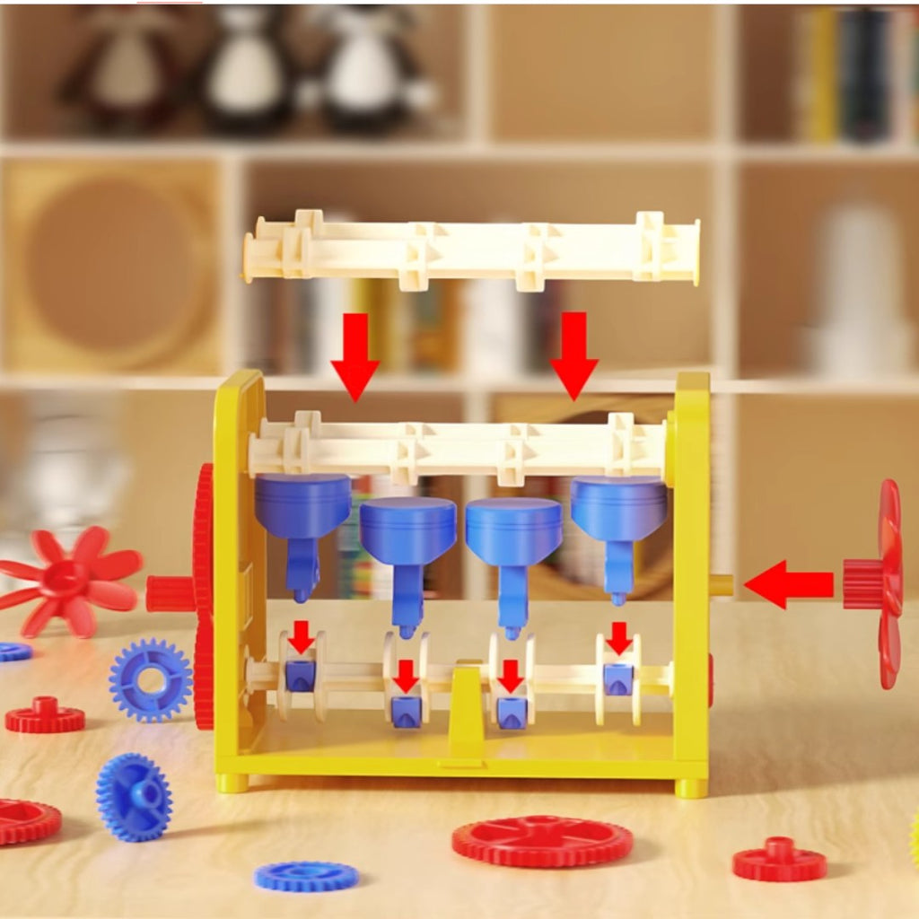 【發動機模型科學小實驗套裝】兒童自組汽車V4引擎模型玩具-STEM玩具-Kidrise🧒🏻STEM香港教育玩具｜STEAM科學實驗玩具｜STEM幼兒教育玩具｜啟智早教玩具｜蒙特梭利教具