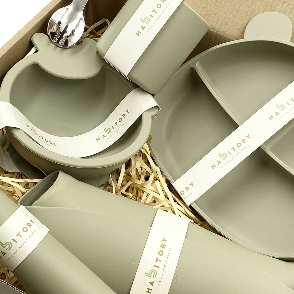 habbitory 小熊矽膠餐具套裝｜橄欖綠 副圖