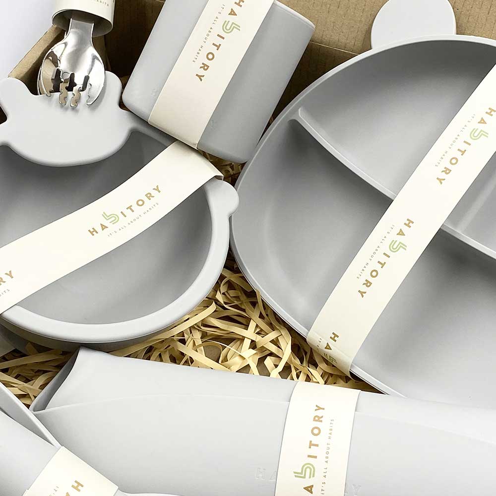 habbitory 小熊矽膠餐具套裝｜珍珠灰 副圖