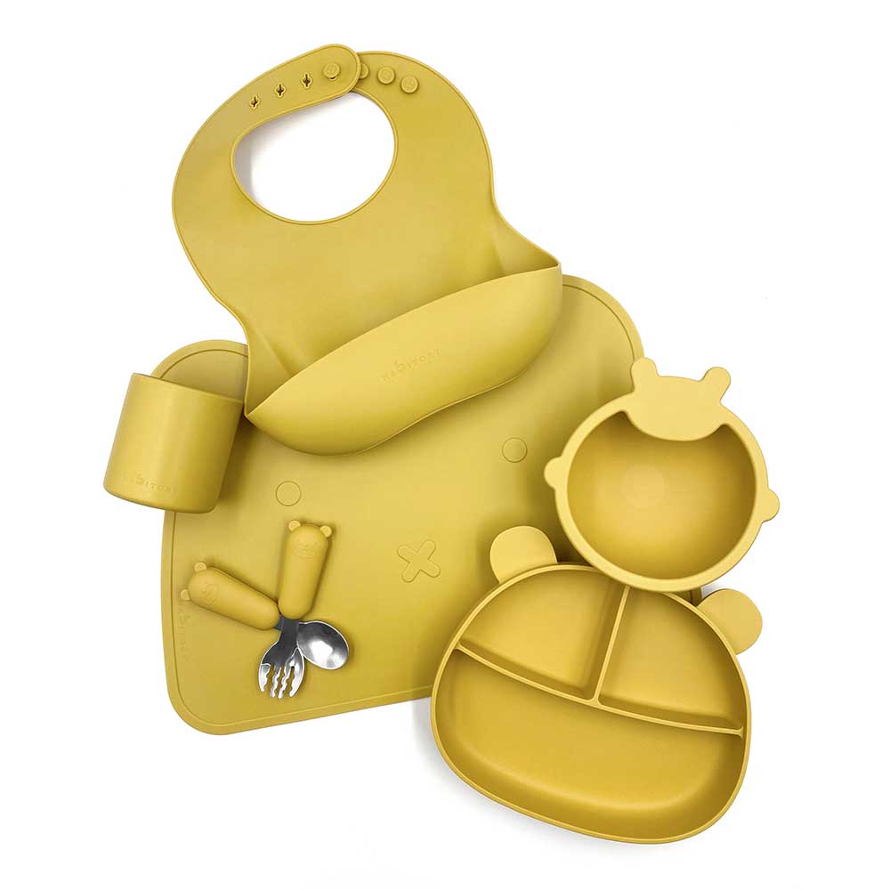 habbitory 小熊矽膠餐具套裝｜芒果黃-日常生活-Kidrise🧒🏻STEM香港教育玩具｜STEAM科學實驗玩具｜STEM幼兒教育玩具｜啟智早教玩具｜蒙特梭利教具