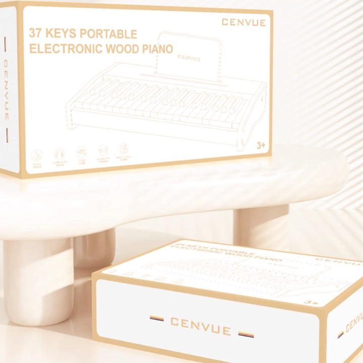 CENVUE 木質兒童小鋼琴 (37鍵|電池供電)-STEM玩具-Kidrise🧒🏻STEM香港教育玩具｜STEAM科學實驗玩具｜STEM幼兒教育玩具｜啟智早教玩具｜蒙特梭利教具