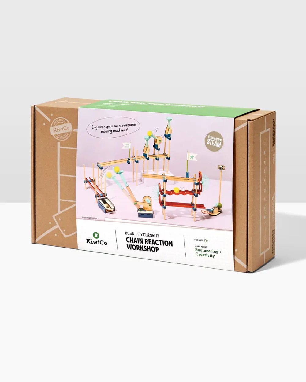 【加拿大直送】KiwiCo 工程套裝 - Chain Reaction Workshop 機械連鎖反應工作坊 (運輸時間約需 10 至 14 個工作天)-STEM玩具-Kidrise🧒🏻STEM香港教育玩具｜STEAM科學實驗玩具｜STEM幼兒教育玩具｜啟智早教玩具｜蒙特梭利教具