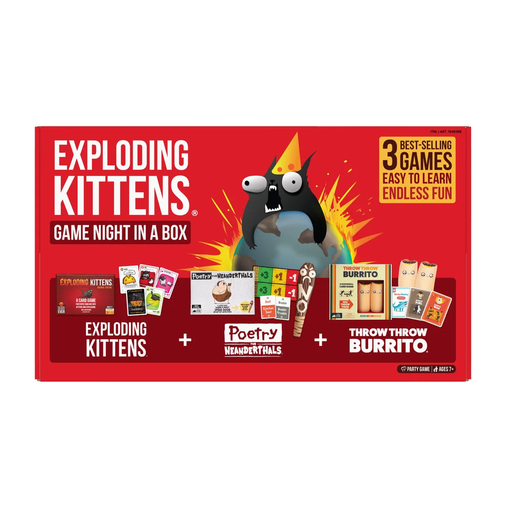 【加拿大直送】Exploding Kittens 爆笑貓咪：遊戲之夜大禮盒 - 英文版 (運輸時間約需 10 至 14 個工作天)-STEM玩具-Kidrise🧒🏻STEM香港教育玩具｜STEAM科學實驗玩具｜STEM幼兒教育玩具｜啟智早教玩具｜蒙特梭利教具