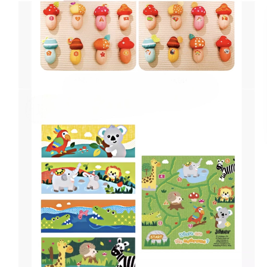 Jollybaby 叢林七彩蘑菇拔拔樂 啓蒙玩具-蒙特梭利玩具-Kidrise🧒🏻STEM香港教育玩具｜STEAM科學實驗玩具｜STEM幼兒教育玩具｜啟智早教玩具｜蒙特梭利教具