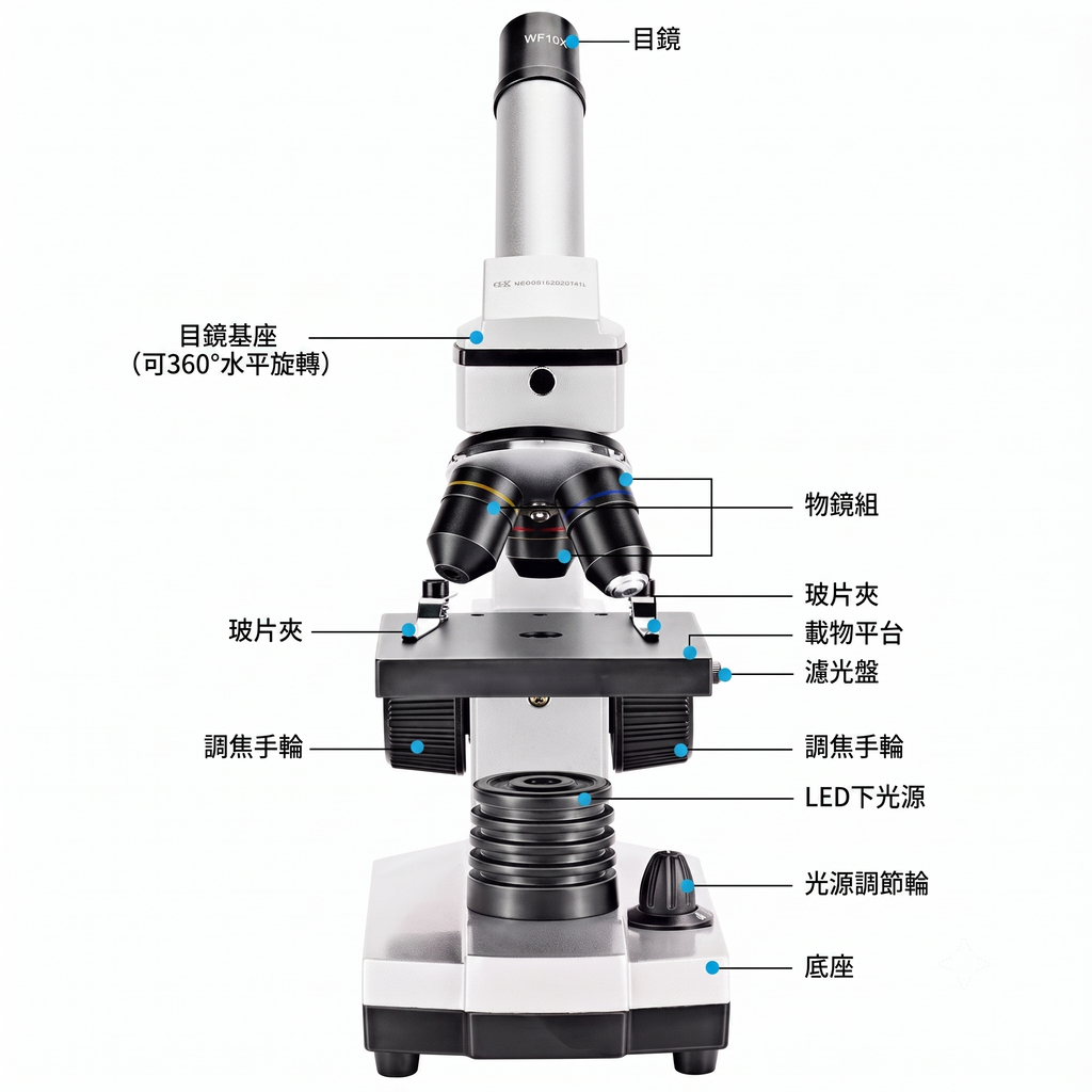 德國BRESSER學生鋁合金生物顯微鏡 (1600倍放大/雙光源/附收納箱)