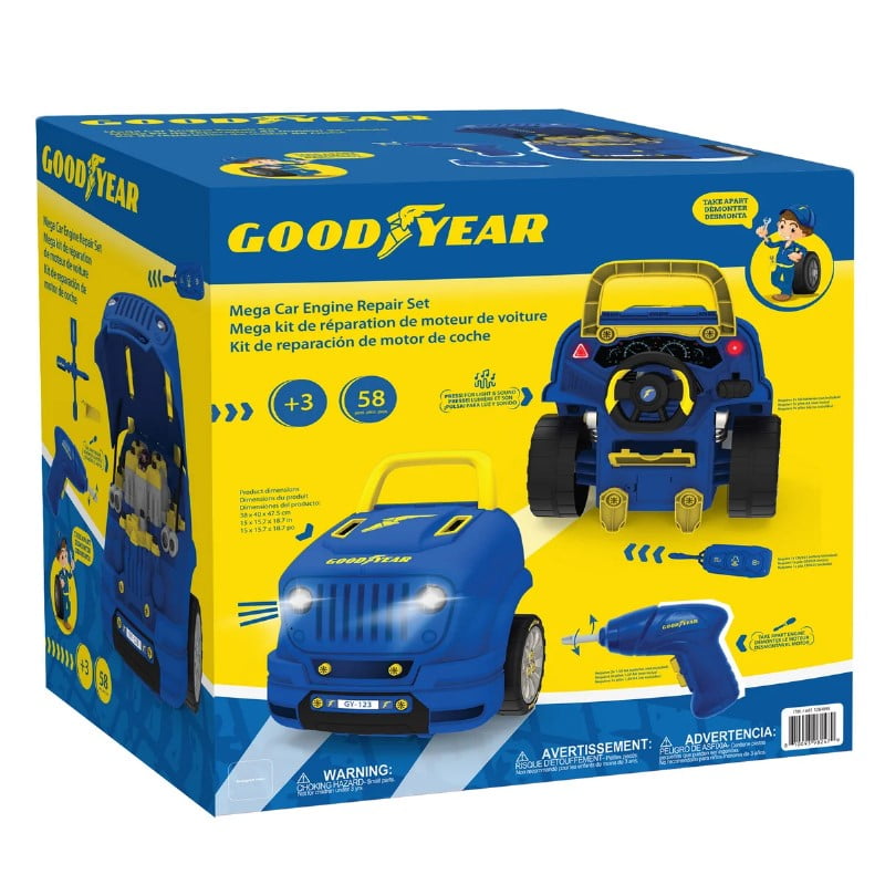 Goodyear Mega Car Engine Repair Set STEM DIY 汽車引擎維修玩具-STEM玩具-Kidrise🧒🏻STEM香港教育玩具｜STEAM科學實驗玩具｜STEM幼兒教育玩具｜啟智早教玩具｜蒙特梭利教具