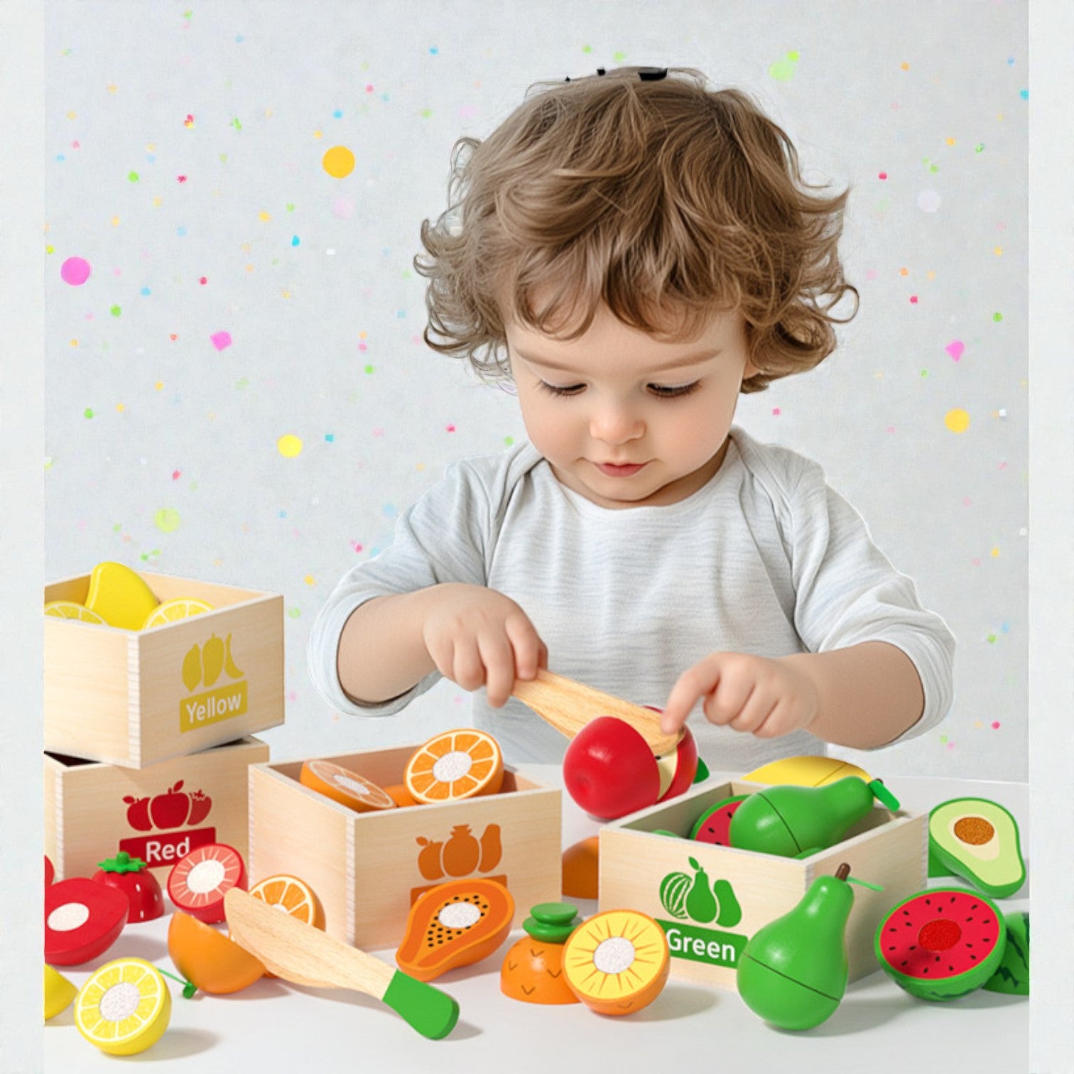 Goryeo Baby 18件套木製仿真水果切切樂 (附顏色分類盒) 副圖