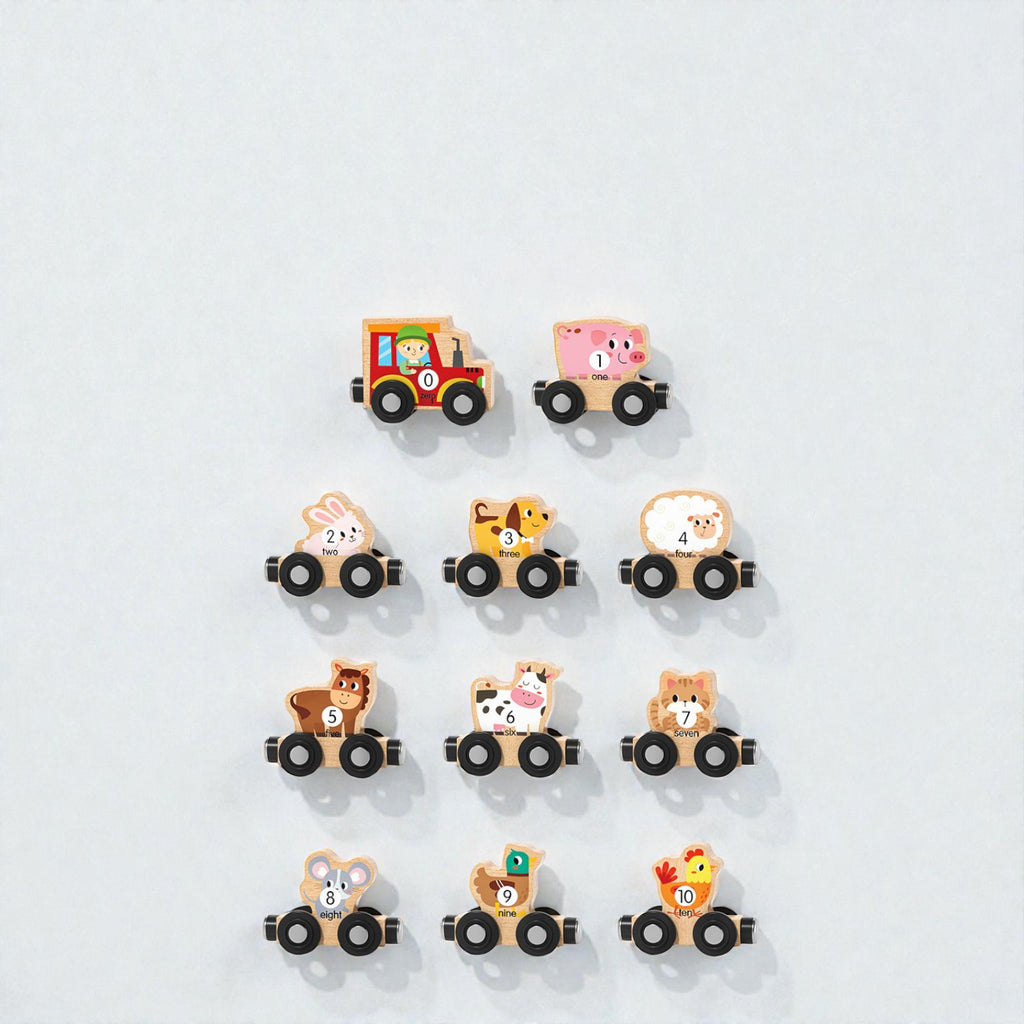Goryeo Baby 磁性農場動物數字小火車木製玩具 (11節裝連場景布)-蒙特梭利玩具-Kidrise🧒🏻STEM香港教育玩具｜STEAM科學實驗玩具｜STEM幼兒教育玩具｜啟智早教玩具｜蒙特梭利教具