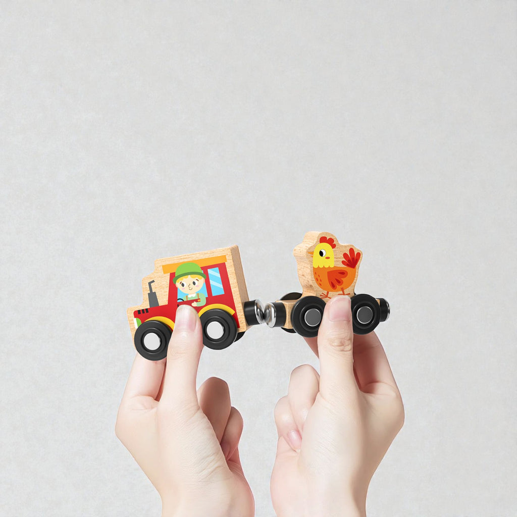 Goryeo Baby 磁性農場動物數字小火車木製玩具 (11節裝連場景布)-蒙特梭利玩具-Kidrise🧒🏻STEM香港教育玩具｜STEAM科學實驗玩具｜STEM幼兒教育玩具｜啟智早教玩具｜蒙特梭利教具