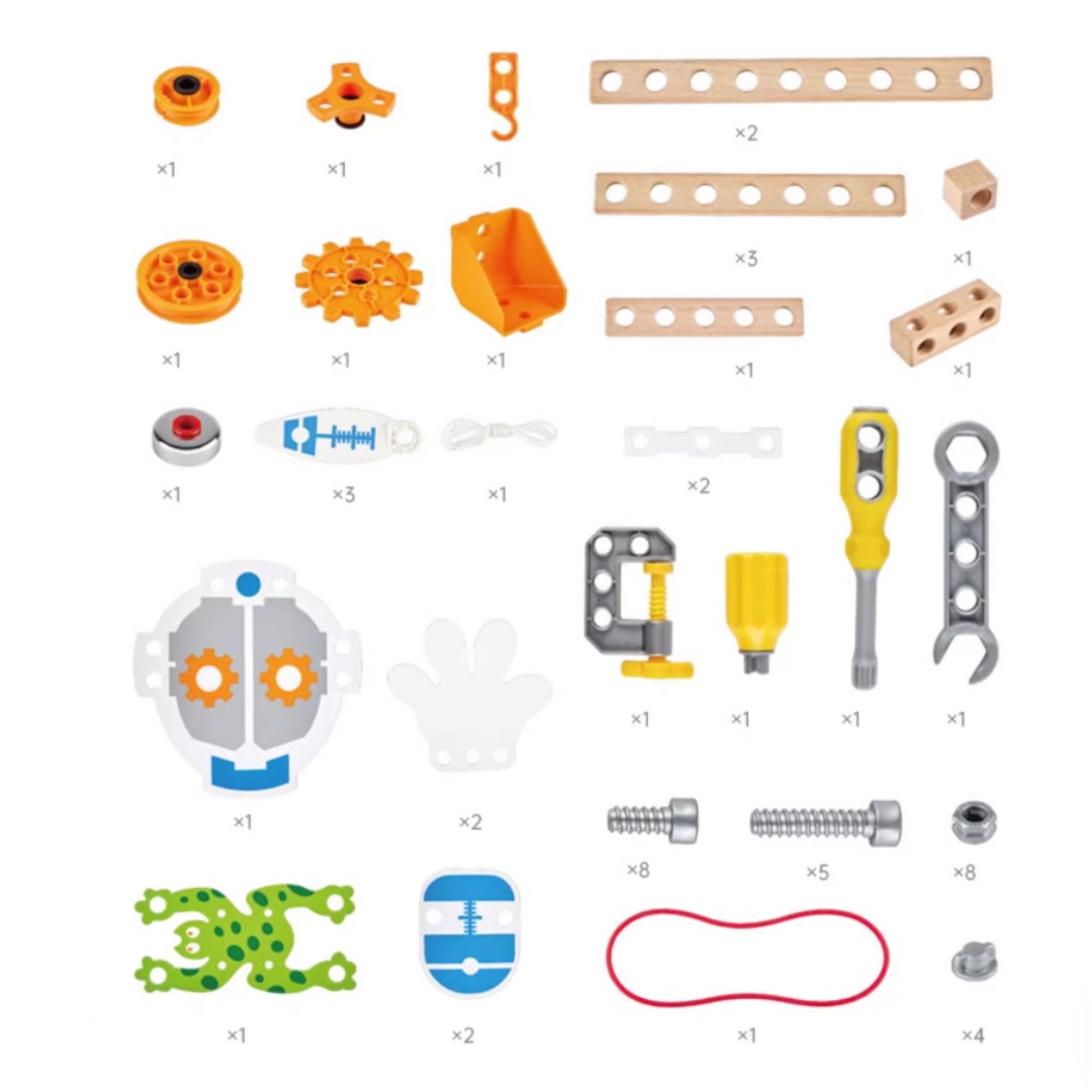 Hape E3028 科學物理實驗台：STEAM 科學探索工具組合 (58件配件)-STEM玩具-Kidrise🧒🏻STEM香港教育玩具｜STEAM科學實驗玩具｜STEM幼兒教育玩具｜啟智早教玩具｜蒙特梭利教具