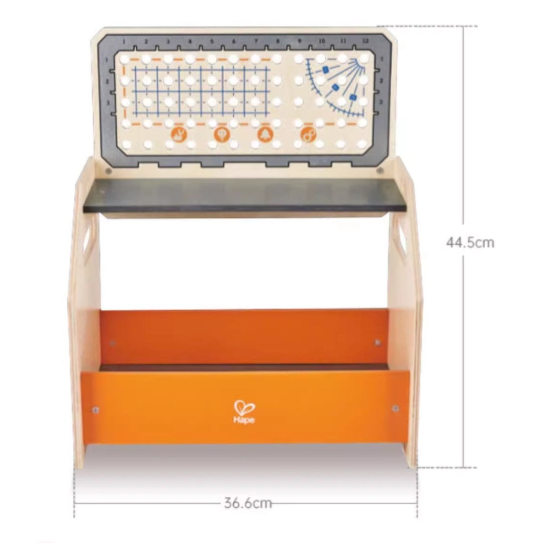 Hape E3028 科學物理實驗台：STEAM 科學探索工具組合 (58件配件)-STEM玩具-Kidrise🧒🏻STEM香港教育玩具｜STEAM科學實驗玩具｜STEM幼兒教育玩具｜啟智早教玩具｜蒙特梭利教具