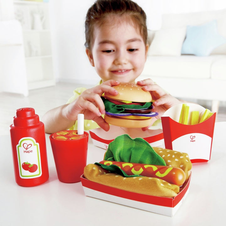 Hape E3160 廚房玩具 — 速食套餐-STEM玩具-Kidrise🧒🏻STEM香港教育玩具｜STEAM科學實驗玩具｜STEM幼兒教育玩具｜啟智早教玩具｜蒙特梭利教具