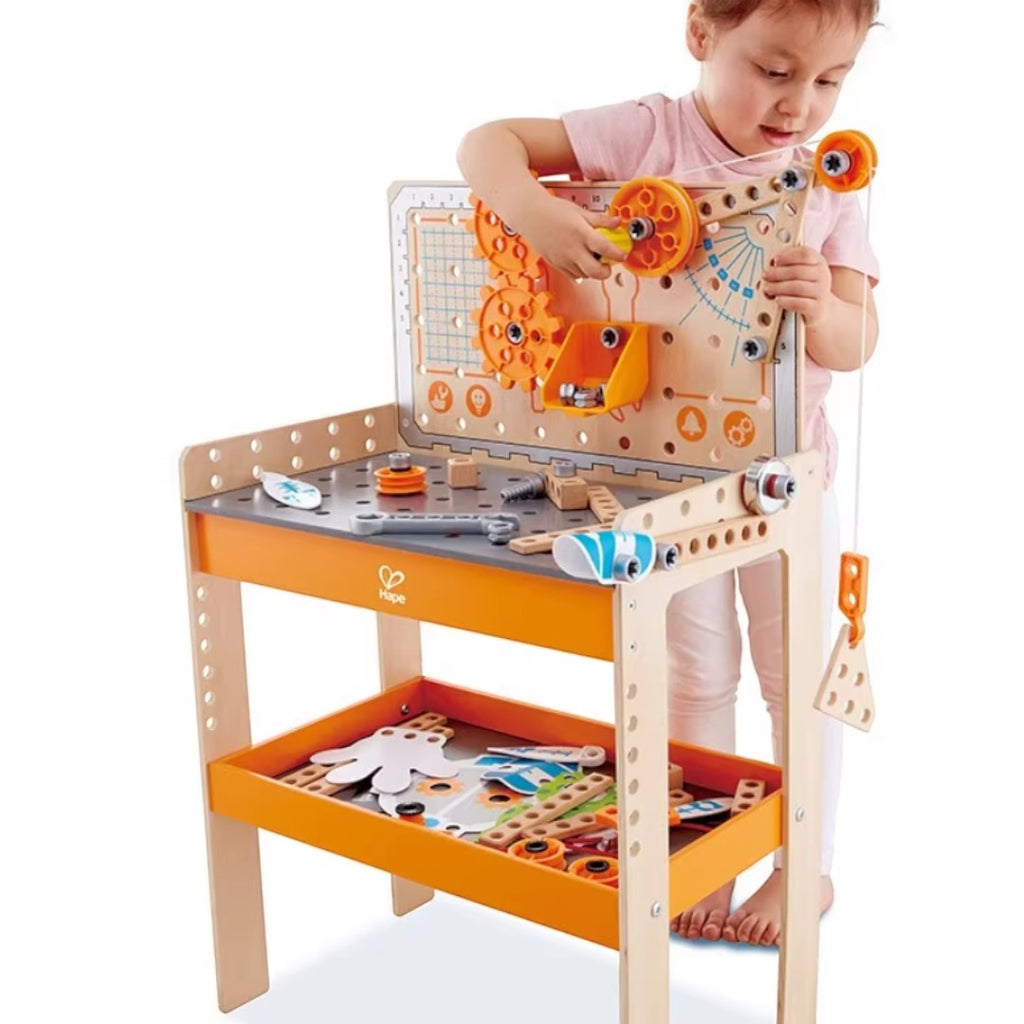 Hape E3027 超能物理實驗台：STEAM 科學探索工具組合 (79件配件)-STEM玩具-Kidrise🧒🏻STEM香港教育玩具｜STEAM科學實驗玩具｜STEM幼兒教育玩具｜啟智早教玩具｜蒙特梭利教具