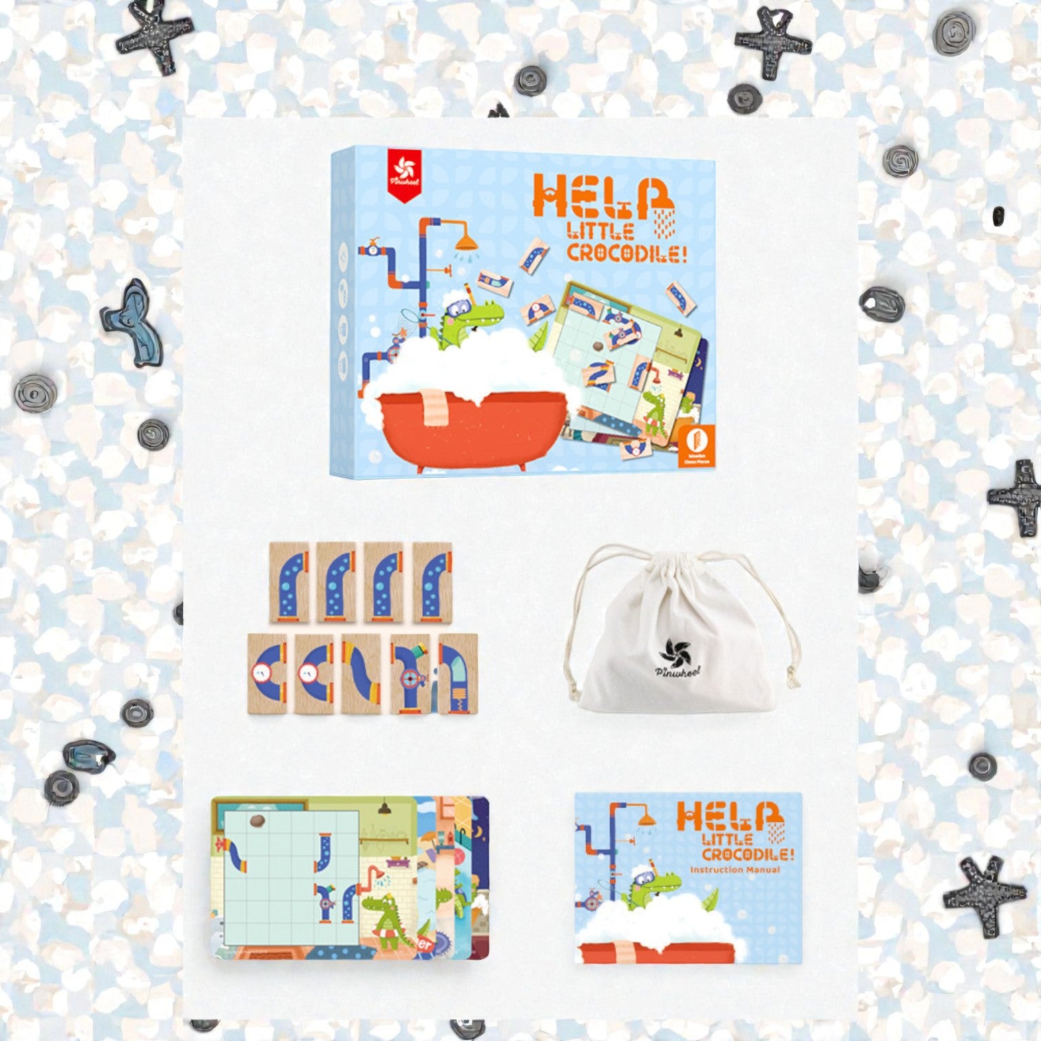 Pinwheel 小鱷魚愛洗澡：兒童邏輯思維訓練木製桌遊