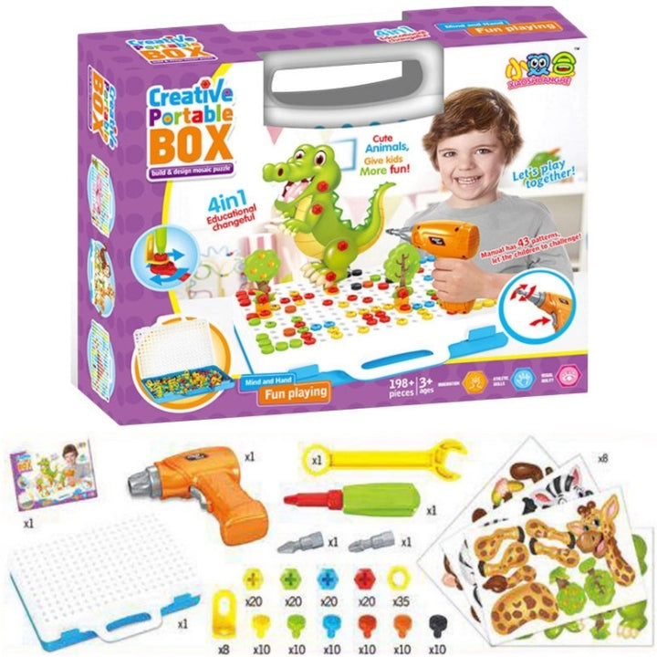 兒童DIY百變螺絲批 益智拼裝工具盒 (151件組件)-STEM玩具-Kidrise🧒🏻STEM香港教育玩具｜STEAM科學實驗玩具｜STEM幼兒教育玩具｜啟智早教玩具｜蒙特梭利教具