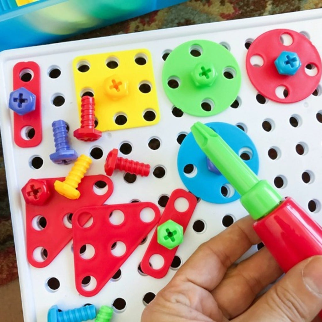 兒童DIY百變螺絲批 益智拼裝工具盒 (198件組件)-STEM玩具-Kidrise🧒🏻STEM香港教育玩具｜STEAM科學實驗玩具｜STEM幼兒教育玩具｜啟智早教玩具｜蒙特梭利教具