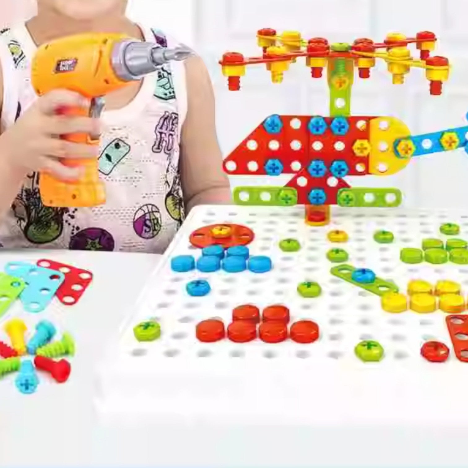 兒童DIY百變螺絲批 益智拼裝工具盒 (237件組件)-STEM玩具-Kidrise🧒🏻STEM香港教育玩具｜STEAM科學實驗玩具｜STEM幼兒教育玩具｜啟智早教玩具｜蒙特梭利教具