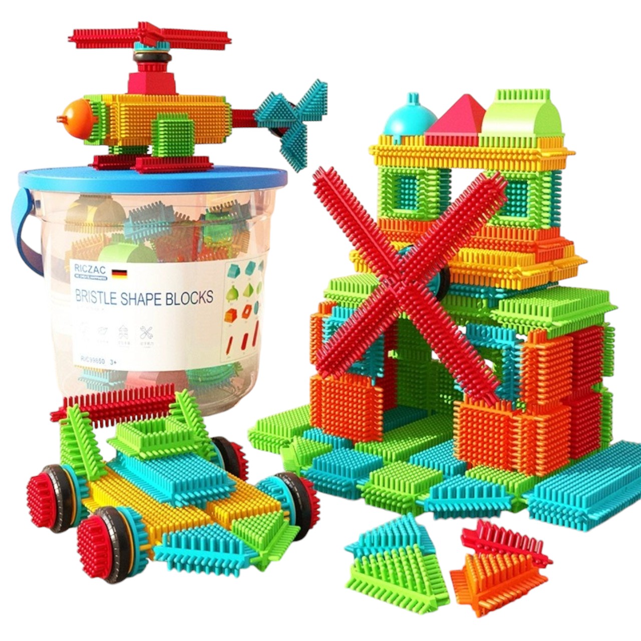 德國RICZAC大顆粒嬰兒童啓蒙刺刺鬃毛積木 (150顆積木連收納盒)-STEM玩具-Kidrise🧒🏻STEM香港教育玩具｜STEAM科學實驗玩具｜STEM幼兒教育玩具｜啟智早教玩具｜蒙特梭利教具 Main image