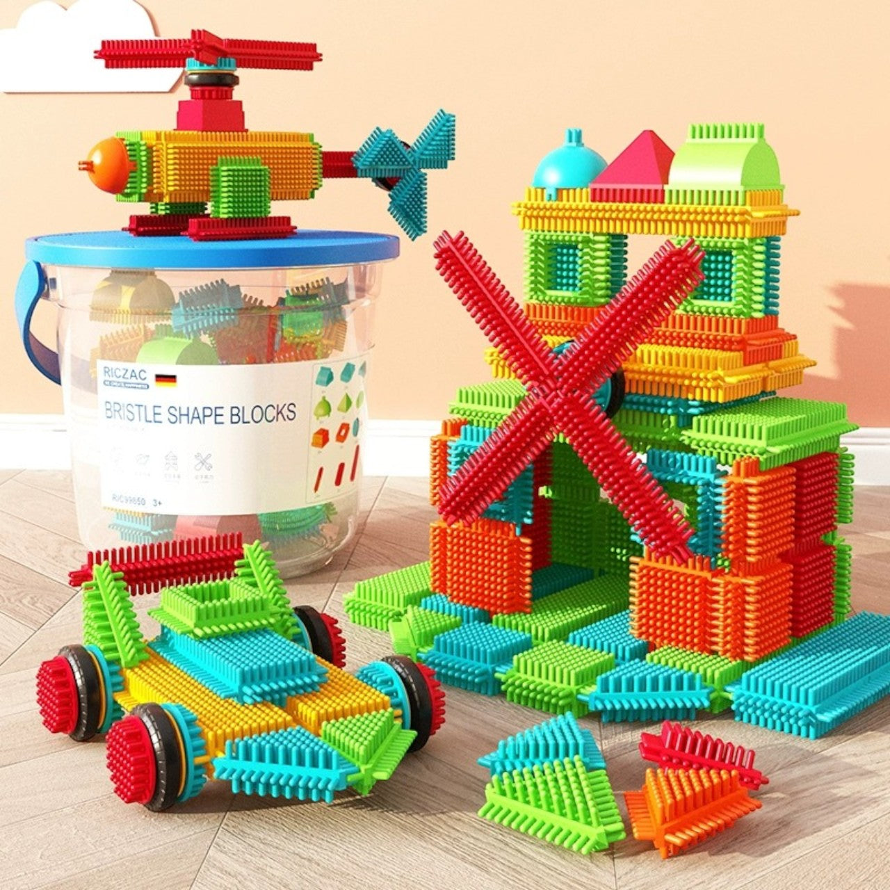 Germany's RICZAC large particle baby children's enlightenment thorny mane building blocks (150 building blocks with storage box) Secondary image