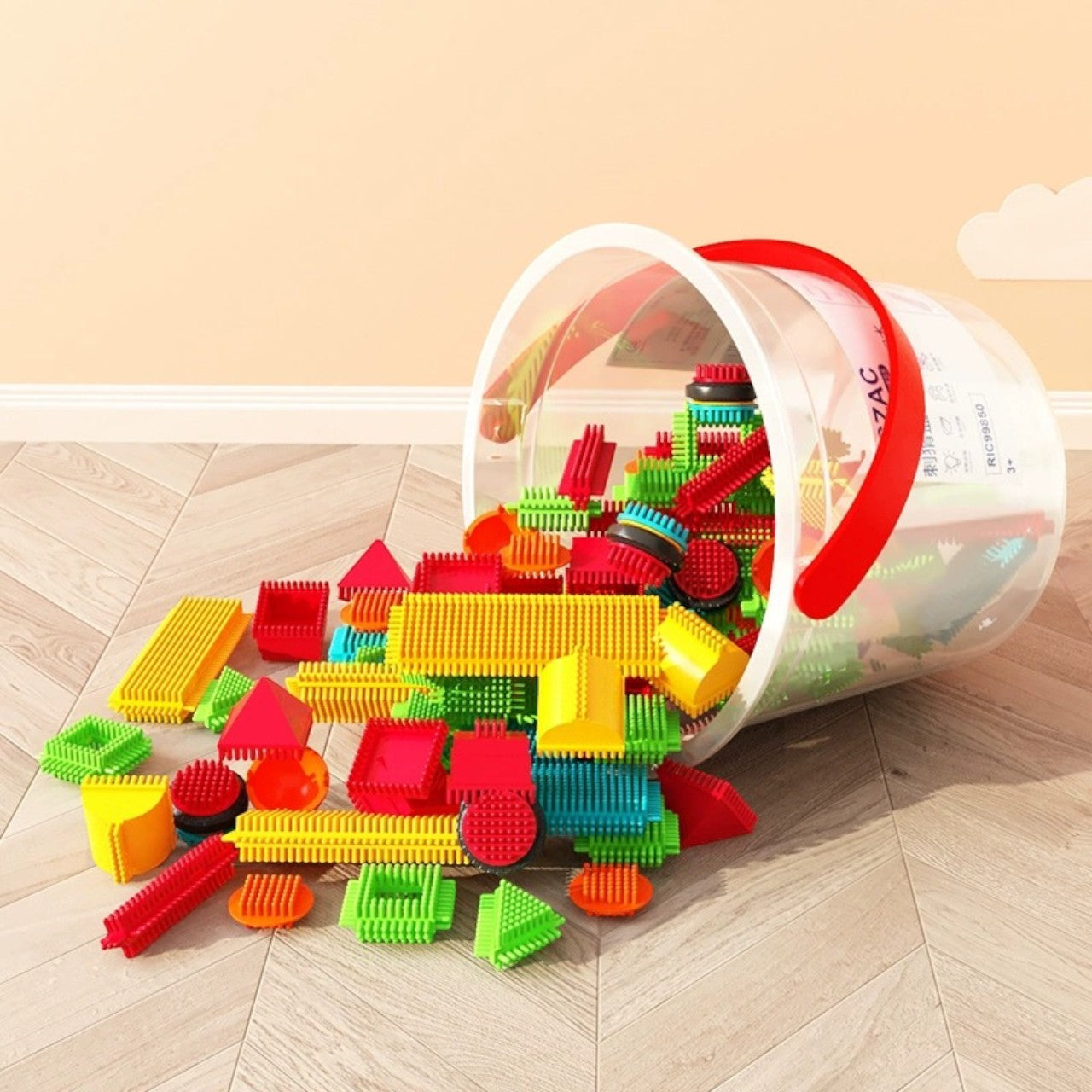 德國RICZAC大顆粒嬰兒童啓蒙刺刺鬃毛積木 (150顆積木連收納盒)-STEM玩具-Kidrise🧒🏻STEM香港教育玩具｜STEAM科學實驗玩具｜STEM幼兒教育玩具｜啟智早教玩具｜蒙特梭利教具