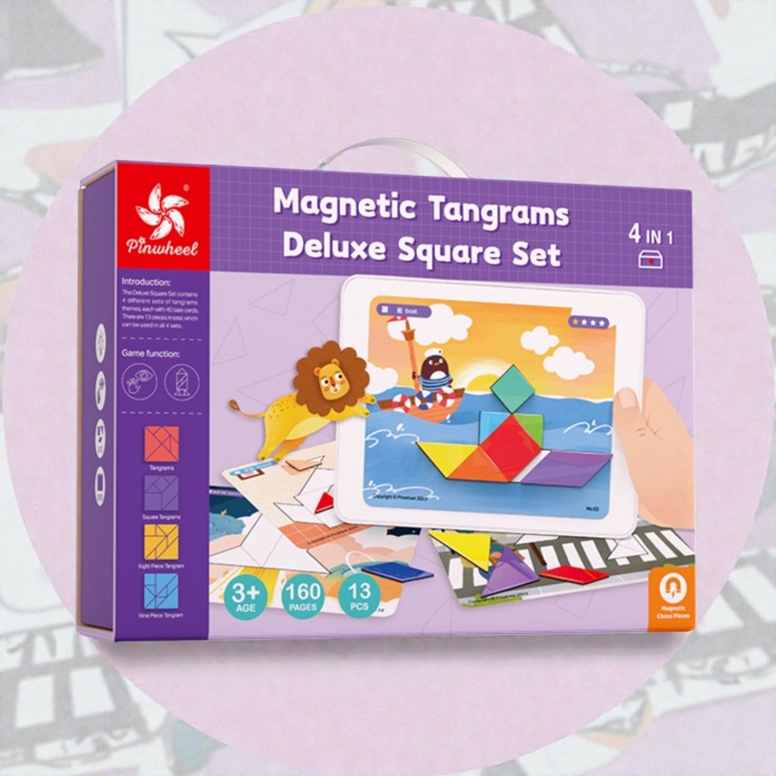 Pinwheel 豪華版磁力七巧板智力幾何拼圖 (4合1豪華套裝)-蒙特梭利玩具-Kidrise🧒🏻STEM香港教育玩具｜STEAM科學實驗玩具｜STEM幼兒教育玩具｜啟智早教玩具｜蒙特梭利教具