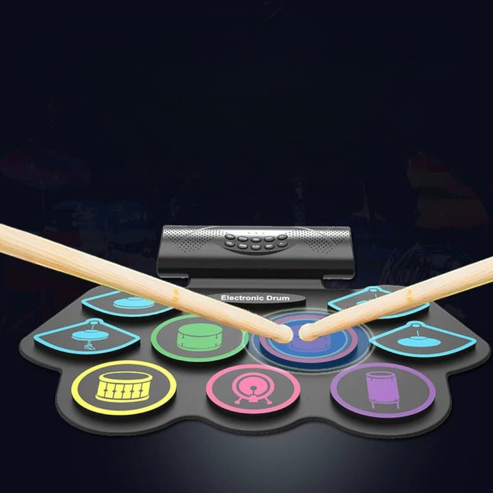 兒童便攜手捲式電子鼓玩具（可折疊|內置喇叭|藍牙連接）-STEM玩具-Kidrise🧒🏻STEM香港教育玩具｜STEAM科學實驗玩具｜STEM幼兒教育玩具｜啟智早教玩具｜蒙特梭利教具