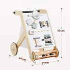 Asweets 實木多功能嬰兒學步車 (益智款 32 cm × 44 cm × 49 cm)-蒙特梭利玩具-Kidrise🧒🏻STEM香港教育玩具｜STEAM科學實驗玩具｜STEM幼兒教育玩具｜啟智早教玩具｜蒙特梭利教具