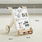 Asweets 實木多功能嬰兒學步車 (益智款 32 cm × 44 cm × 49 cm)-蒙特梭利玩具-Kidrise🧒🏻STEM香港教育玩具｜STEAM科學實驗玩具｜STEM幼兒教育玩具｜啟智早教玩具｜蒙特梭利教具