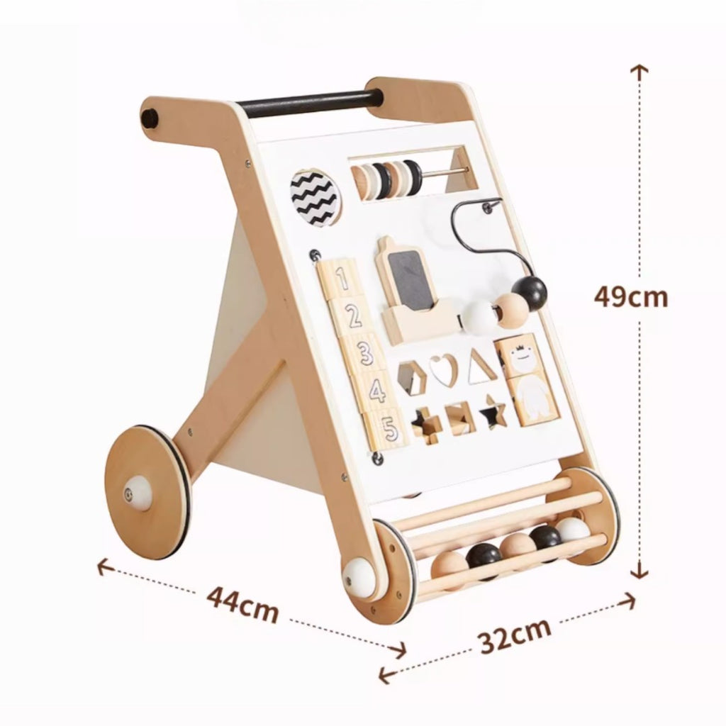 Asweets 實木多功能嬰兒學步車 (專利款 32 cm × 44 cm × 49 cm)-蒙特梭利玩具-Kidrise🧒🏻STEM香港教育玩具｜STEAM科學實驗玩具｜STEM幼兒教育玩具｜啟智早教玩具｜蒙特梭利教具