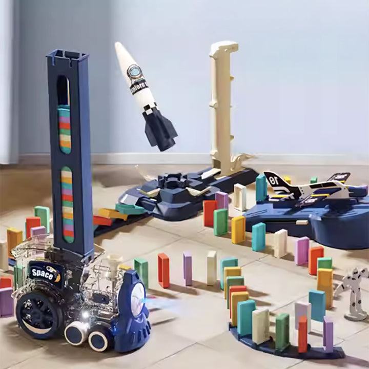 Domino🚂骨牌接龍小火車STEM套裝(120塊)-STEM玩具-Kidrise🧒🏻STEM香港教育玩具｜STEAM科學實驗玩具｜STEM幼兒教育玩具｜啟智早教玩具｜蒙特梭利教具