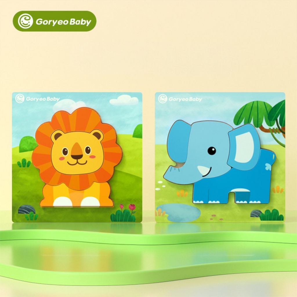 Goryeo Baby 蒙特梭利木質 3D 立體拼圖 幼童早教益智積木手抓板