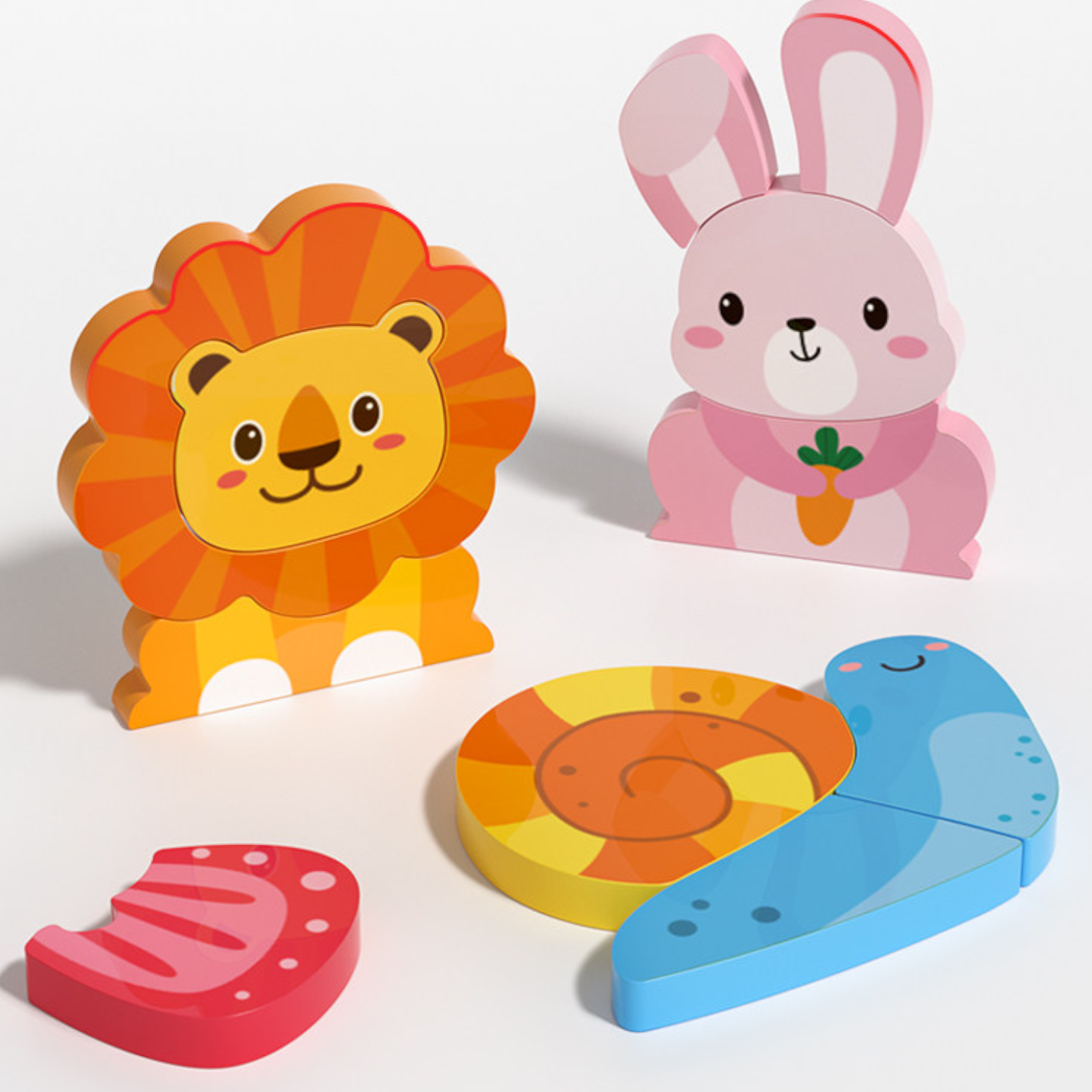 Goryeo Baby 蒙特梭利木質 3D 立體拼圖 幼童早教益智積木手抓板