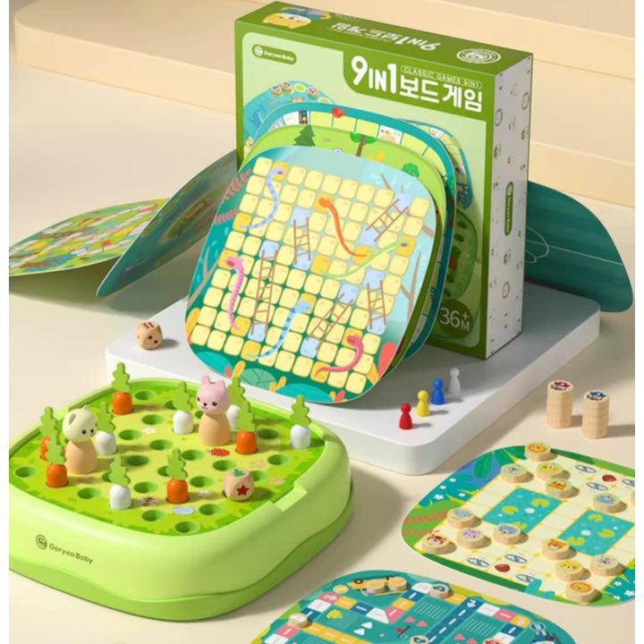 Goryeo Baby 桌游寶盒9IN1親子桌遊遊戲-蒙特梭利玩具-Kidrise🧒🏻STEM香港教育玩具｜STEAM科學實驗玩具｜STEM幼兒教育玩具｜啟智早教玩具｜蒙特梭利教具