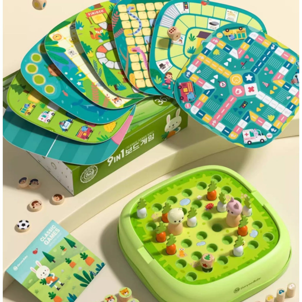 【觀塘自取】Goryeo Baby 桌遊寶盒9IN1親子桌遊遊戲-蒙特梭利玩具-Kidrise🧒🏻STEM香港教育玩具｜STEAM科學實驗玩具｜STEM幼兒教育玩具｜啟智早教玩具｜蒙特梭利教具