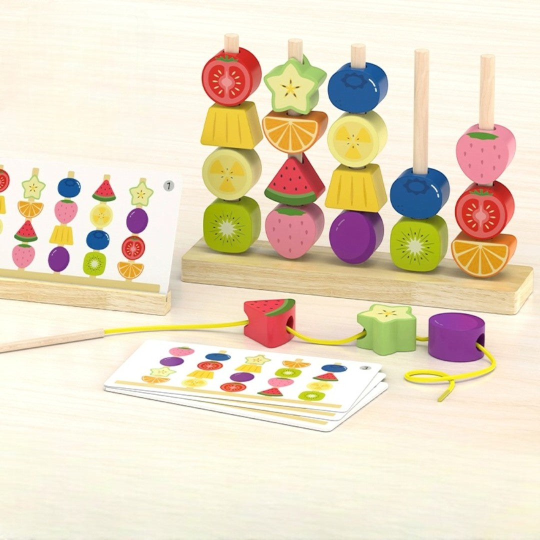 Goryeo Baby 木製蒙氏水果套柱穿繩-蒙特梭利玩具-Kidrise🧒🏻STEM香港教育玩具｜STEAM科學實驗玩具｜STEM幼兒教育玩具｜啟智早教玩具｜蒙特梭利教具