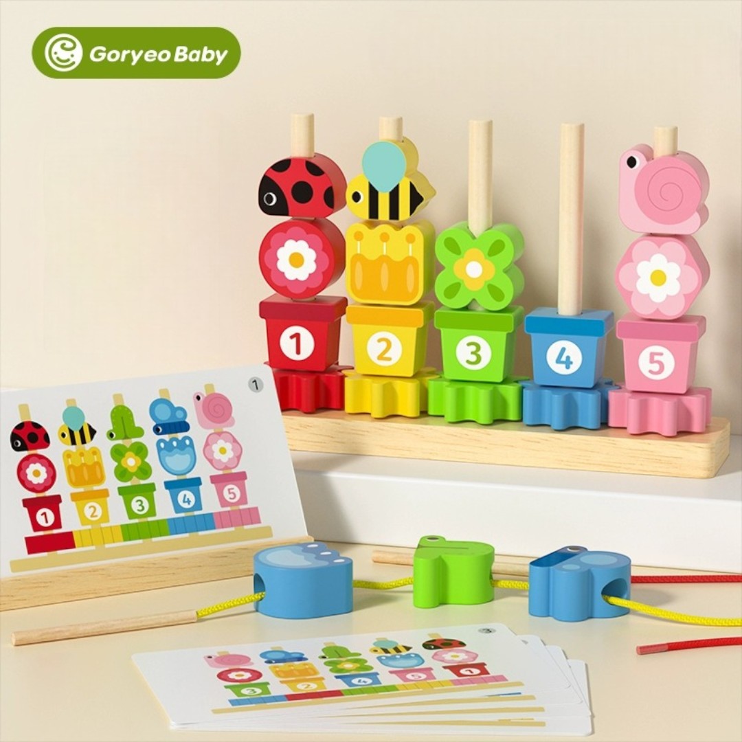 Goryeo Baby 木製蒙氏水果套柱穿繩-蒙特梭利玩具-Kidrise🧒🏻STEM香港教育玩具｜STEAM科學實驗玩具｜STEM幼兒教育玩具｜啟智早教玩具｜蒙特梭利教具