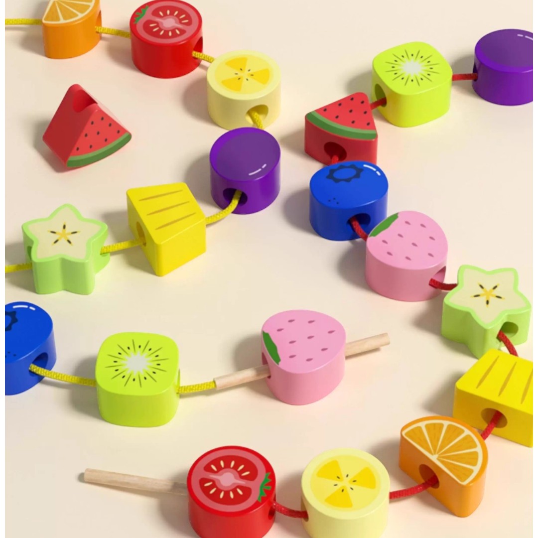 Goryeo Baby 木製蒙氏水果套柱穿繩-蒙特梭利玩具-Kidrise🧒🏻STEM香港教育玩具｜STEAM科學實驗玩具｜STEM幼兒教育玩具｜啟智早教玩具｜蒙特梭利教具