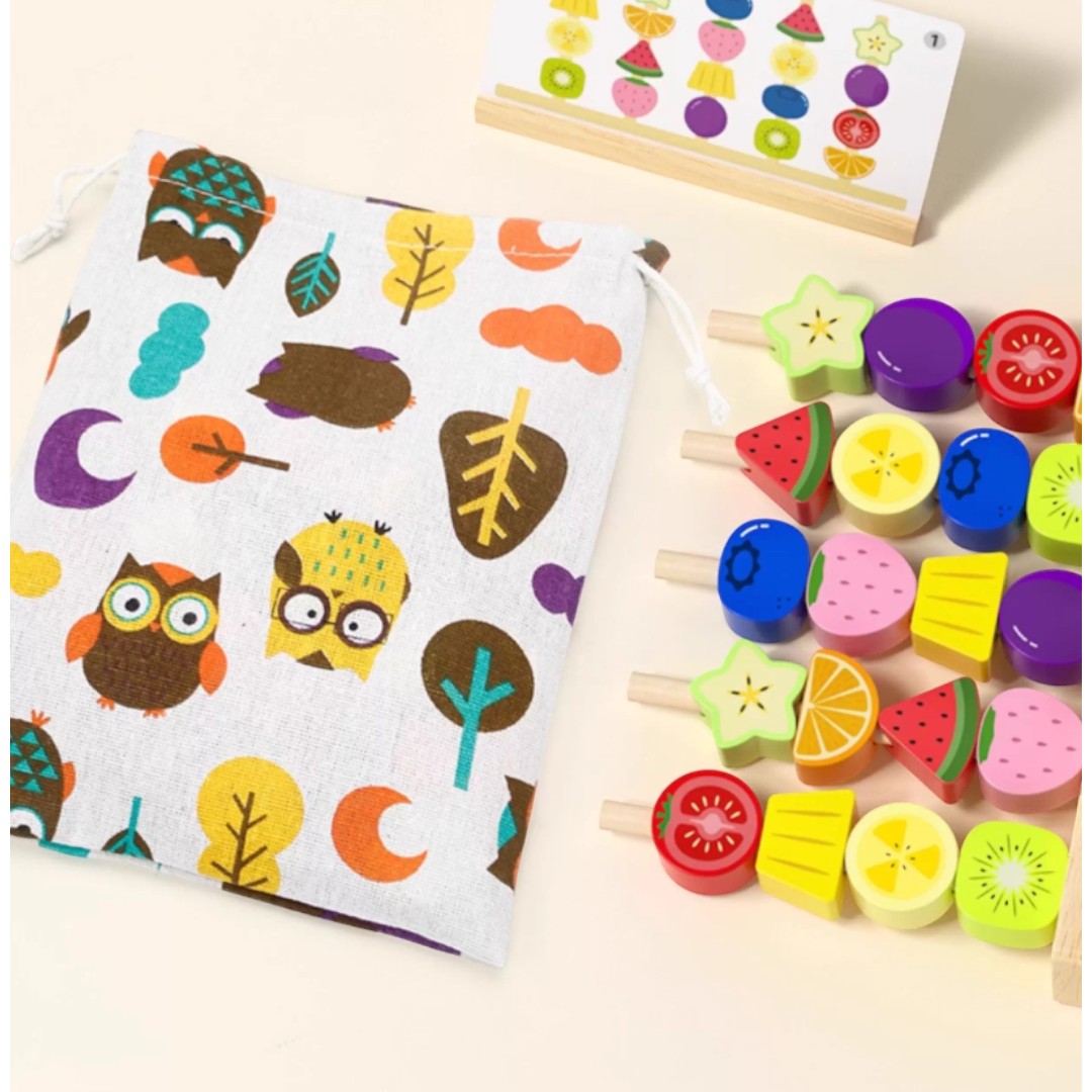 Goryeo Baby 木製蒙氏水果套柱穿繩-蒙特梭利玩具-Kidrise🧒🏻STEM香港教育玩具｜STEAM科學實驗玩具｜STEM幼兒教育玩具｜啟智早教玩具｜蒙特梭利教具