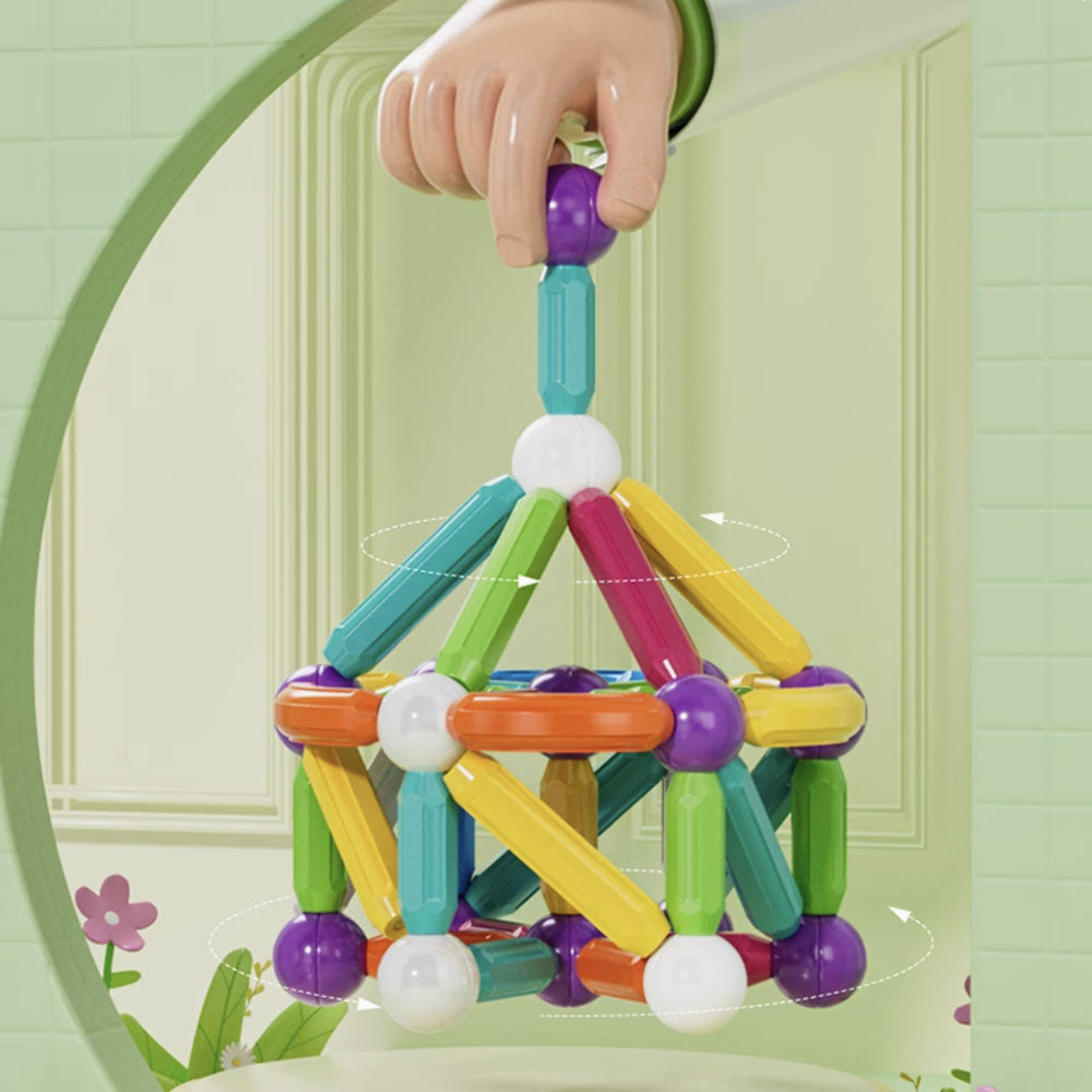 Nukied紐奇🧠強力磁石積木🌈多色彩創意拼塔STEM玩具(120件膠盒版) 副圖