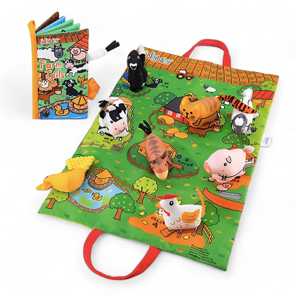 【觀塘自取】Jollybaby啟蒙早教寶寶便攜摺疊墊及布書套裝 (農場動物)-蒙特梭利玩具-Kidrise🧒🏻STEM香港教育玩具｜STEAM科學實驗玩具｜STEM幼兒教育玩具｜啟智早教玩具｜蒙特梭利教具 Main image