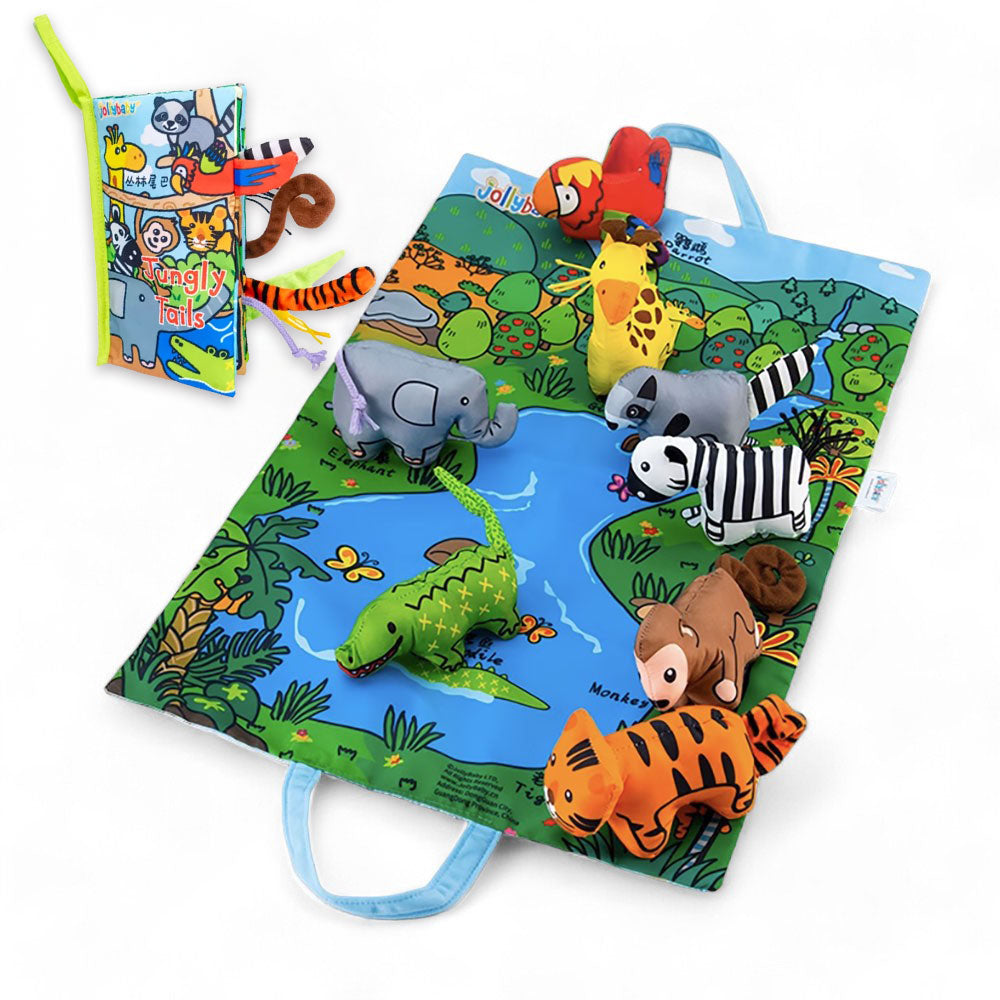 Jollybaby啟蒙早教寶寶便攜摺疊墊及布書套裝 (農場動物)-蒙特梭利玩具-Kidrise🧒🏻STEM香港教育玩具｜STEAM科學實驗玩具｜STEM幼兒教育玩具｜啟智早教玩具｜蒙特梭利教具