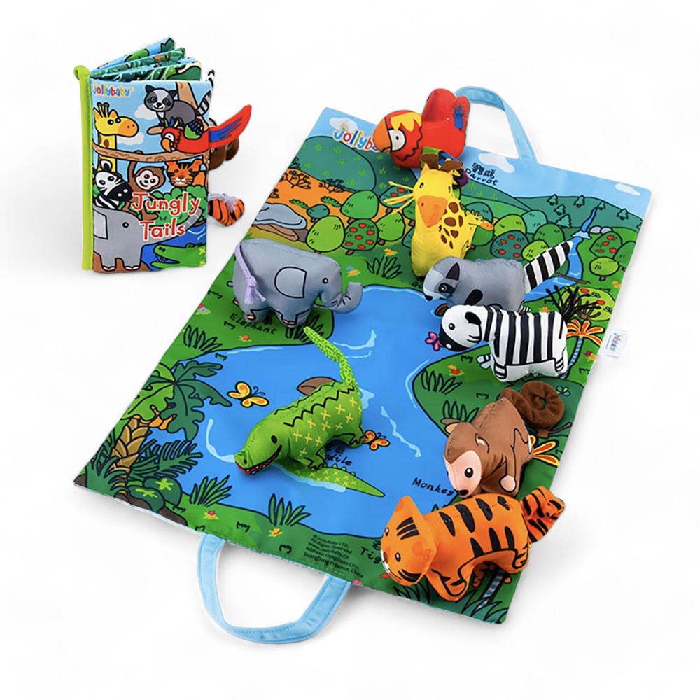 【觀塘自取】Jollybaby啟蒙早教寶寶便攜摺疊墊及布書套裝 (農場動物)-蒙特梭利玩具-Kidrise🧒🏻STEM香港教育玩具｜STEAM科學實驗玩具｜STEM幼兒教育玩具｜啟智早教玩具｜蒙特梭利教具 Main image