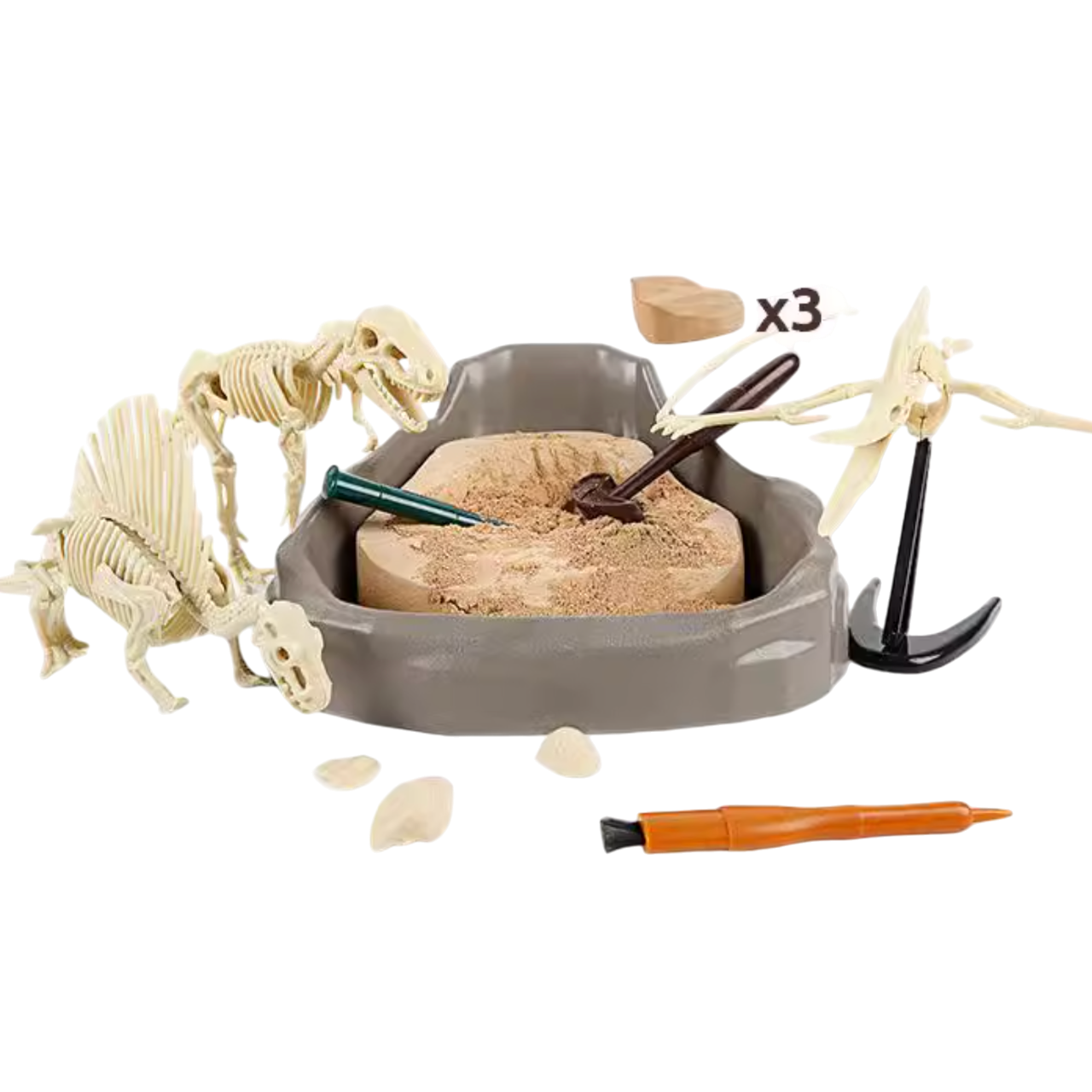 Science Can恐龍化石考古挖掘套裝 (暴龍＋棘龍＋翼龍)-STEM玩具-Kidrise🧒🏻STEM香港教育玩具｜STEAM科學實驗玩具｜STEM幼兒教育玩具｜啟智早教玩具｜蒙特梭利教具
