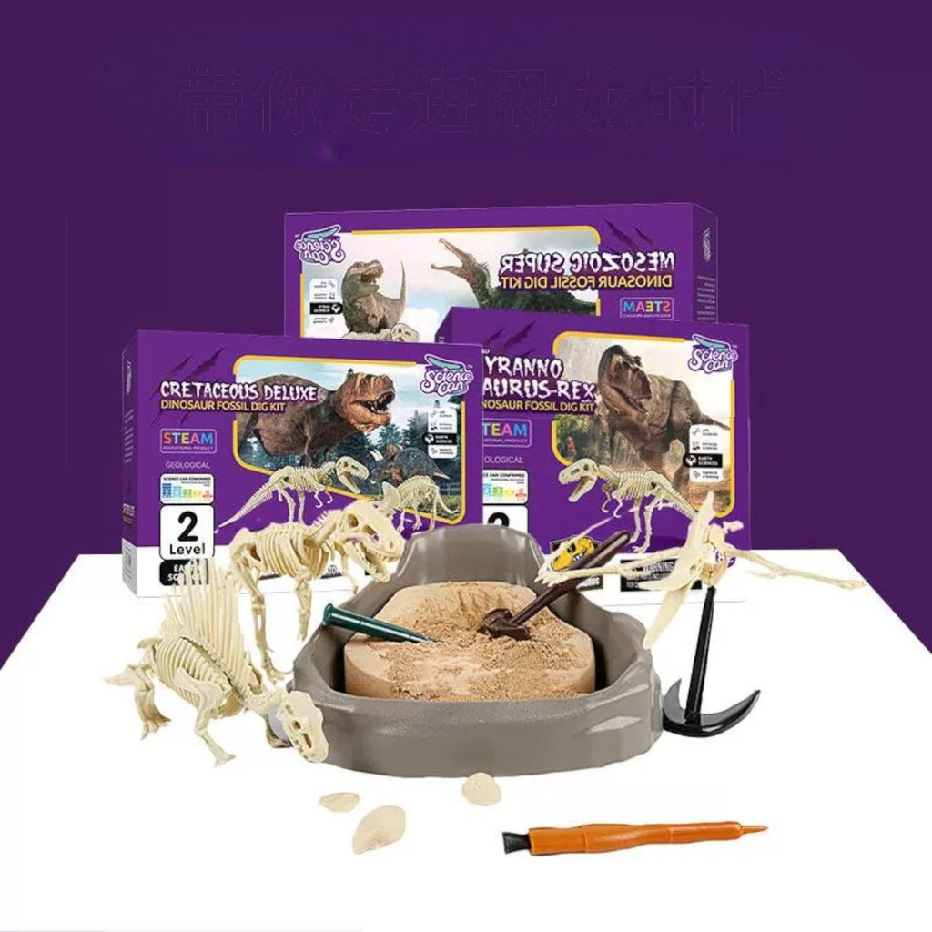 Science Can恐龍化石考古挖掘套裝 (暴龍＋棘龍＋翼龍)-STEM玩具-Kidrise🧒🏻STEM香港教育玩具｜STEAM科學實驗玩具｜STEM幼兒教育玩具｜啟智早教玩具｜蒙特梭利教具