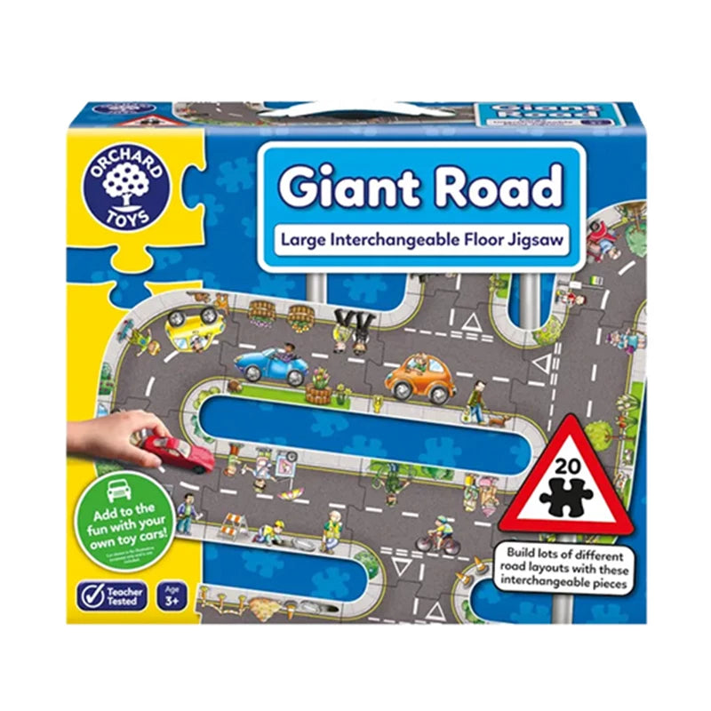 Orchard Toys Giant Road 巨型道路｜20 片可變路線地板拼圖 主圖