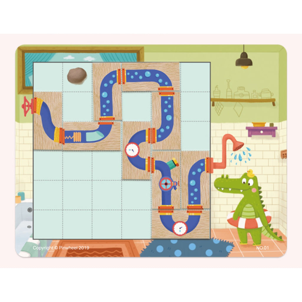 Pinwheel "Where's My Water?" Logic Thinking Path Planning Board Game (Kids' Educational Wooden Toy)